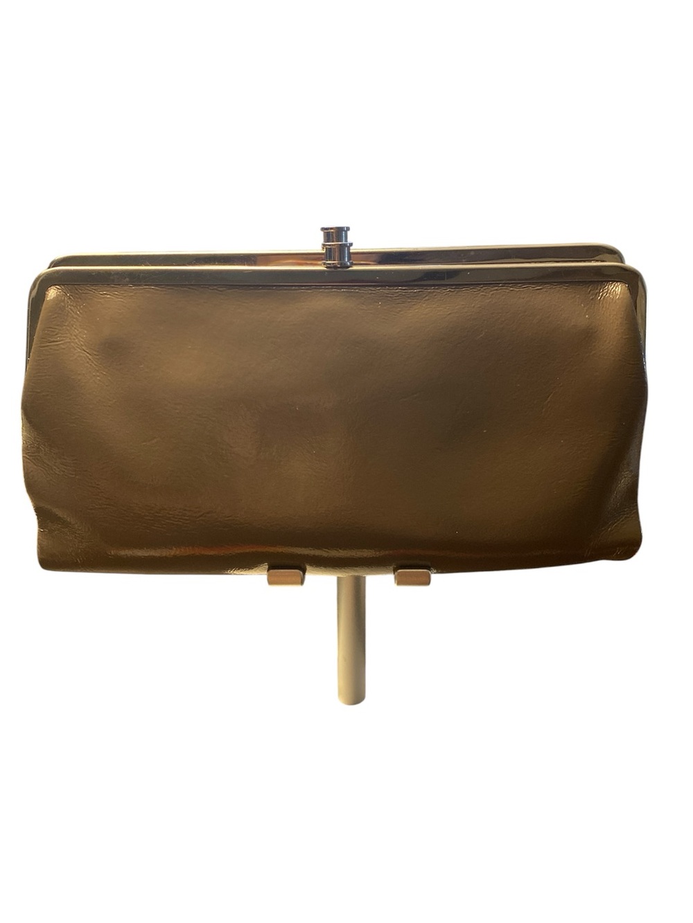 Hobo Lauren Taupe Leather Clutch Wallet with Double Frame & Kiss Lock
